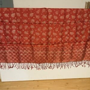 Silk Red Paisley Patterned Shawl